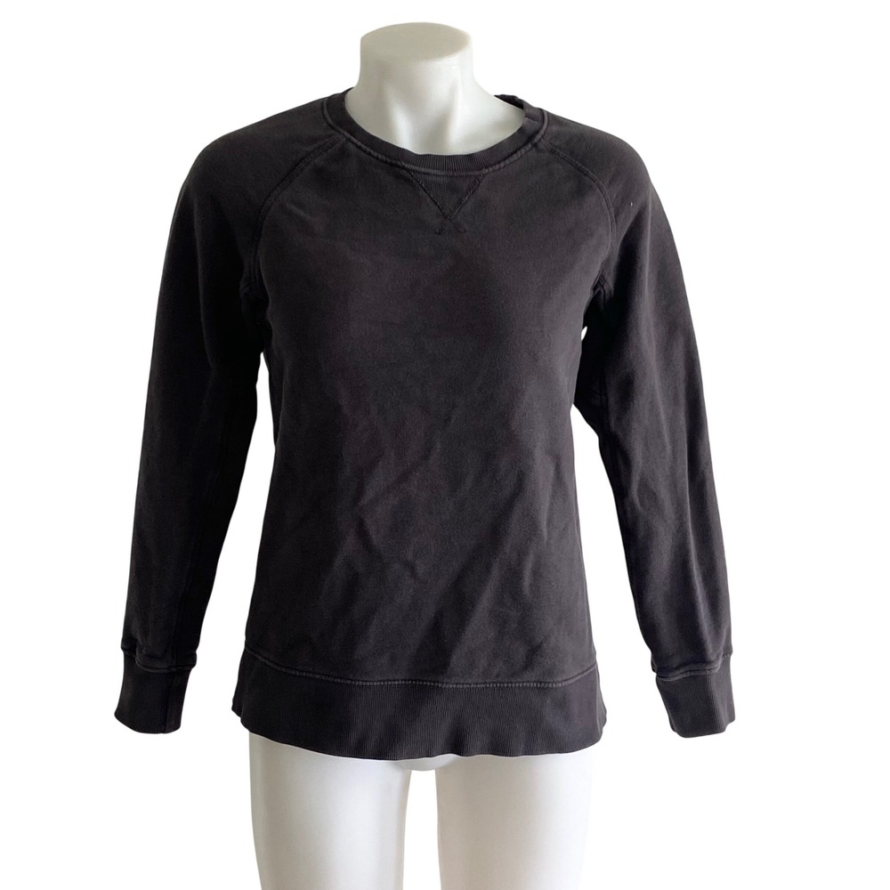 Pact Organic Cotton Sweatshirt‎ Faded Black Raglan Crewneck Small
